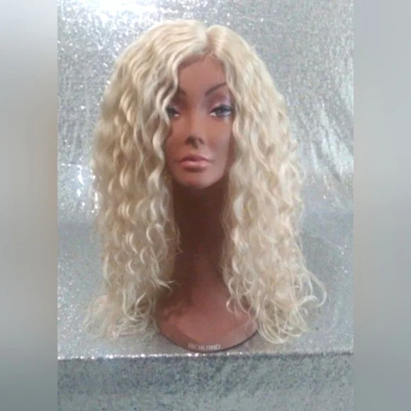 Platinum blonde curly fashion wig - Picture 1 of 7